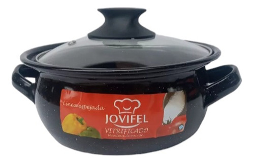 Cacerola Enlozada 18cm Tapa Vidrio Jovifel