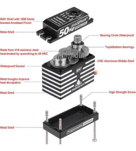 Hobbypark Impermeable 50 Kg Alto Torque Rc Servo Motor Sin N