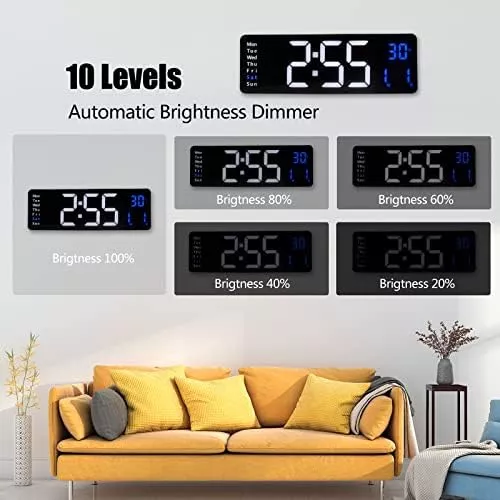 Reloj de pared digital con pantalla grande, 16 pulgadas con control remoto  para sala de estar, gimnasio, tienda, almacén, oficina, garaje, decoración