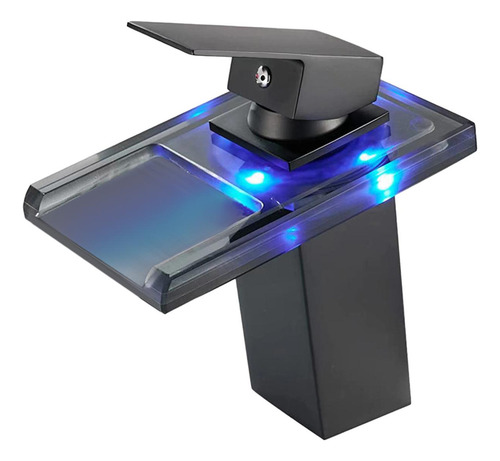 Grifo Led Para Lavabo De Baño, Luz Que Cambia De 3 Negro
