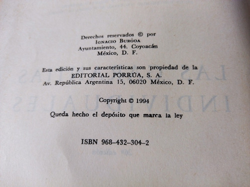 Libro Las Garantías Individuales - Burgoa (Usado)