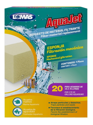Esponja Filtro Cascada Aquaclear 20 Acuarios 76lts