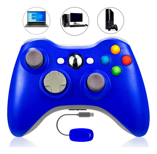 Mando Para Computadora Y Xbox 360 Inalámbrico Azul