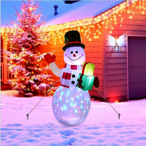 Decoración De Exterior Con Muñeco De Nieve Inflable Navideño