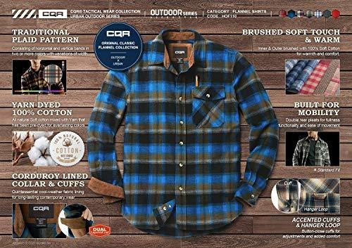 Cqr Hombre Camisa De Franela De Algodón, Botón Casual 5jvcf