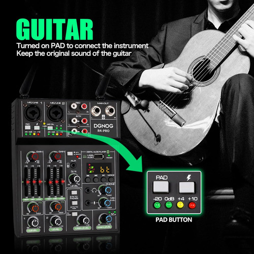 Mezclador De Audio Profesional, Mezclador De Sonido De 4 Can