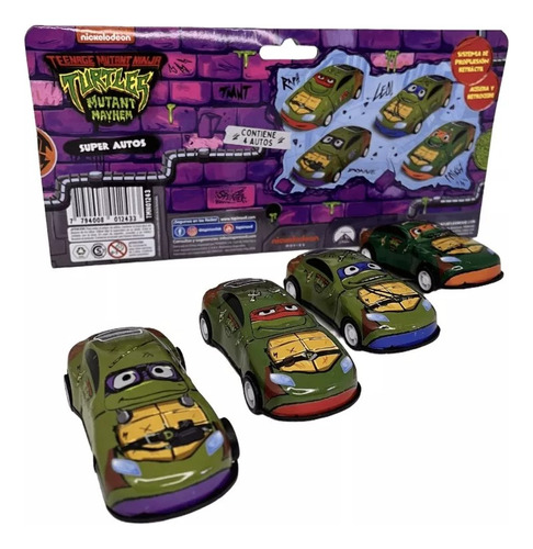 Super Autos Tortugas Ninja Pack X 4 - Tapimovil - Premium