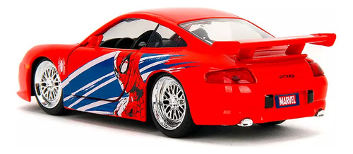 Porsche 911 Gt3 Rs (996), Spiderman, Escala 1:32 Color Rojo