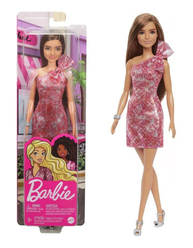 Muñeca Barbie Vestido De Fiesta Rosa Mattel -