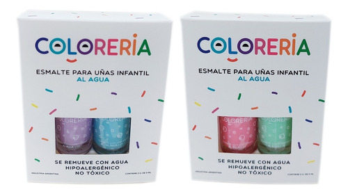 Set Esmaltes X2 Coloreria Lavable Infantil Tienda Pepino