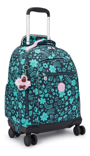 Mochila 04 Rodinhas Zea Kipling Estampa Magical Print Cor Azul-escuro