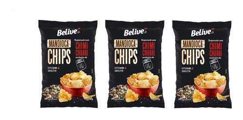 Kit Com 3 Chips De Mandioca Chimi Churri Belive 50g
