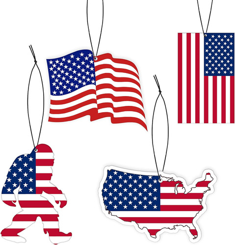 Ambientadores De Coche Bandera Americana - Paquete De 4...