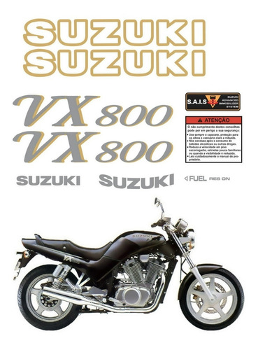 Kit Adesivos Para Suzuki Vx800 15540 Cor Cinza/DOURADO