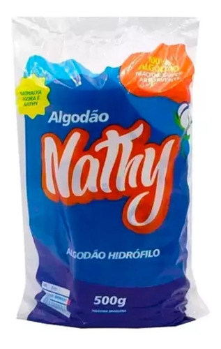 Algodão Puro Hidrófilo Rolo 100% Macio Nathy - 500 Gramas