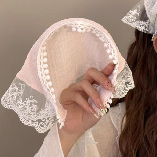 Diadema Retro Con Forma De Triángulo Y Encaje Floral Para Mu