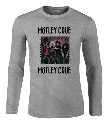 Camiseta Manga Larga Motley Crue Rock Metal Banda Letras Ikl