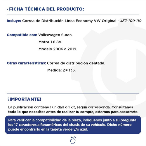 Imagen 2 de 9 de Correa Distribucion Suran Vw Original Economy