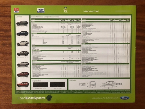 Folleto De Agencia Original De Ford Ecosport En Olivos - Zwt
