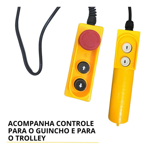 Guincho Talha Elétrico com Trolley 600/1200Kg Içamento Arraste 220V Importway Iwget-600/1200-02