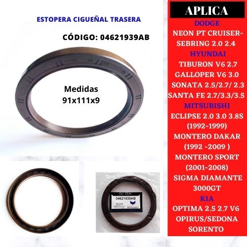 Estopera Cigueñal Mitsubishi Montero Dakar 1992 - 2009 