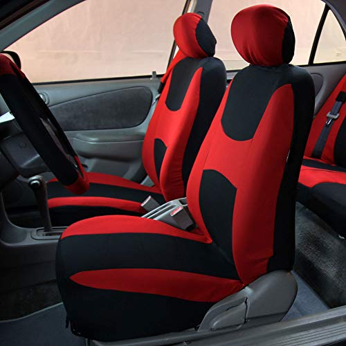 Juego De Fundas Para Asientos De Coche Fh Group De Tela Roja