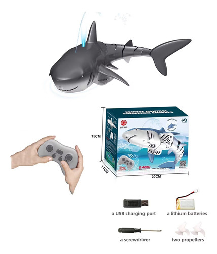 Spray De Agua Teledirigido De Simulación De Tiburón 2.4g