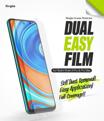 Imagen 2 de 9 de Film Dual Easy Xiaomi Redmi Note 9s/9 Pro/max Ringke Pack X2