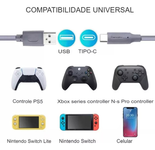 Cabo Usbc 3m Compatível Com Controle Gamesir G7 G7 Se T4