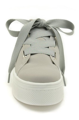Imagen 3 de 3 de Tenis Plataforma Gris Casual Mujer Listón 1698-1552