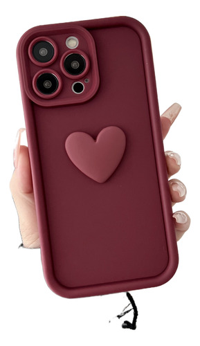Funda De Silicona De Lujo Con Corazón 3d For iPhone New