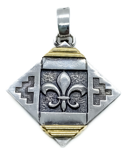 Dije Rombo Flor De Lis Plata Y Oro