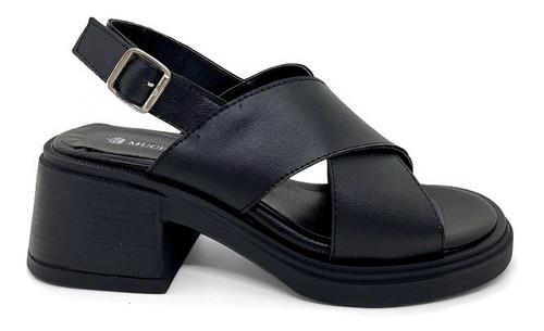 Imagen 2 de 6 de Sandalias Mujer Zapato Hebilla Taco 6 Cm Cruzada Verano