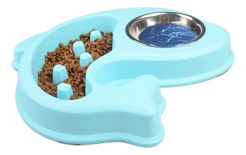 Bowl Pez 2en1 Antideslizante Bienestar Digestivo Gato Perro