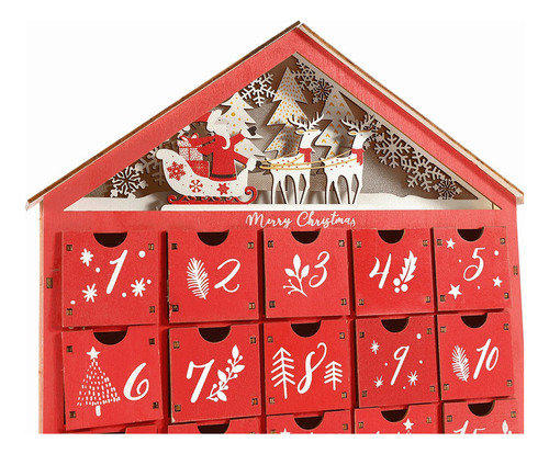 Casa De Madera Led Navidad Decorar Calendario De Adviento