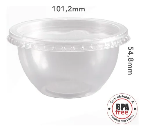 Bowl Descartável Redondo 500ml Pote Plástico Tampa - 20 Un. Menor preço em Bowl Descartável Redondo 500ml Pote Plástico Tampa - 20 Un.