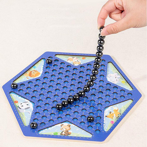 Wooden Chinese Checkers Magnetic Chess Game 2 In 1 For Kids