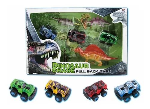 Set Dinosaurios Con Vehículos Dinos Auto Juguete Jungla Caja