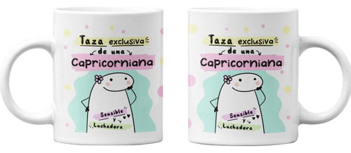 Tazones Tazas Blancas Capricornio Regalo Capricorniana Signo