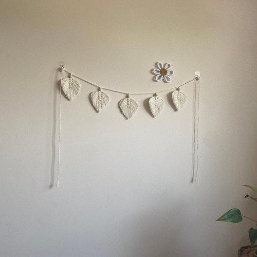 Tapiz De Macramé Para Colgar En La Pared, Diseño De Hojas