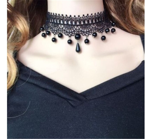 Collar De Encaje Negro Gótico Victoriano Para Muje N04281-32