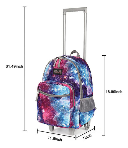 Mochila Rodante 18 Pulgadas Doble Asa Portátil Con Ruedas Ni