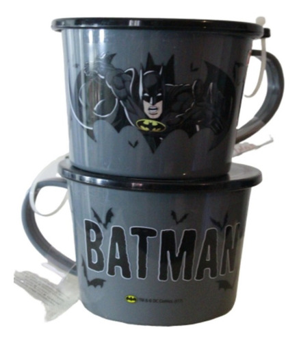 Taza De Plastico Batman Con Tapa Los 2 