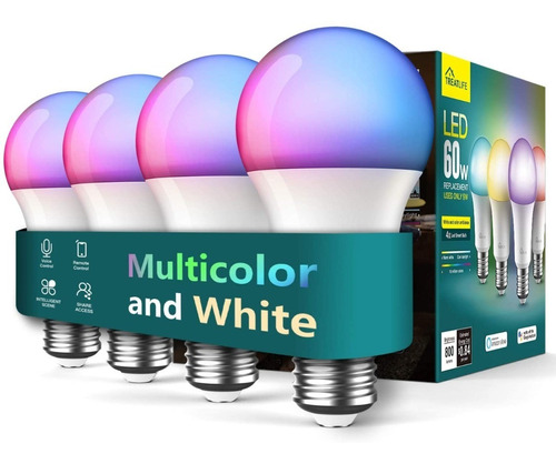 Treatlife Color Rgb Paquete De 4 Focos Led Inteligentes Wifi