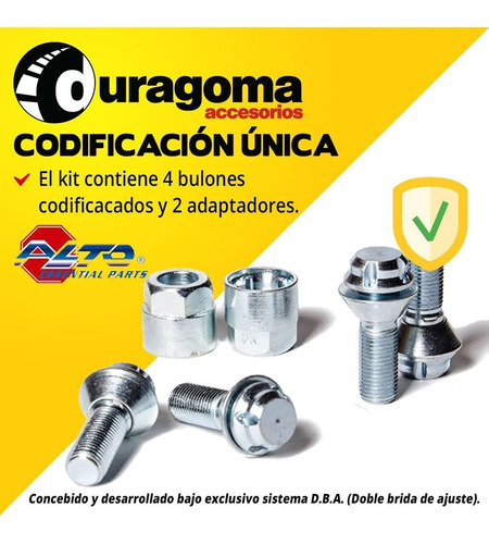Imagen 6 de 6 de Tuercas Antirrobo Rueda Auto Codificadas Llanta Chapa