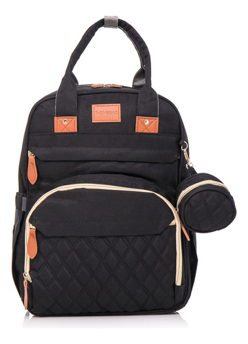 Mochila Maternal Termica Cuna Cambiador Bolsillos T-onebag Color Negro Diseño De La Tela Lisa