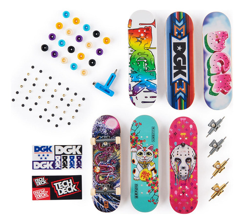 Kit Tech Deck Shop Pack Com 6 Skates Acessórios Para Montar