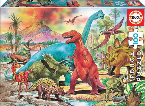 Puzzle 100 Pcs 28x20cm Dinosaurios