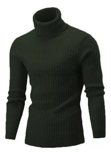 Suéter Casual Cuello Alto Sólido Para Hombre Con Cuello Alto