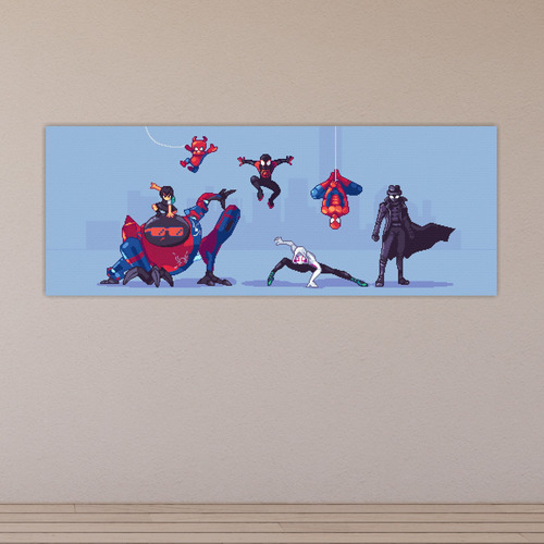 Cuadro Grande 30x80 Cm Pixel Art Spiderman